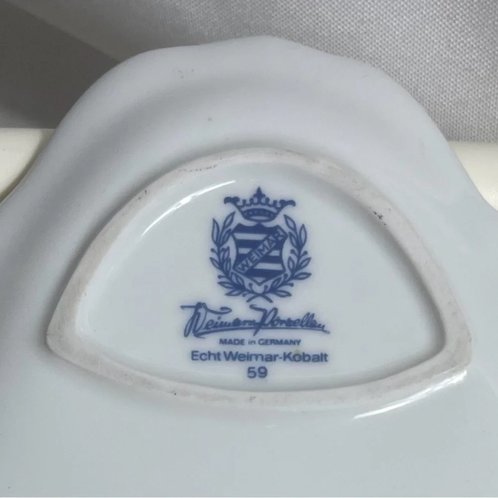 Vintage and Rare Echt Weimar- Kobalt 59 Elegant Gold and Blue Table Dish